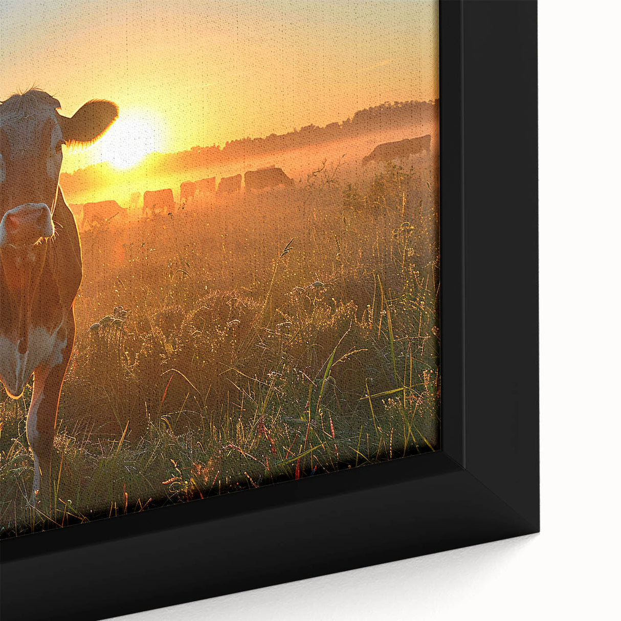 Extra large black wall art featuring a textured Kentucky scenery on framed canvas, with colorful art accents.