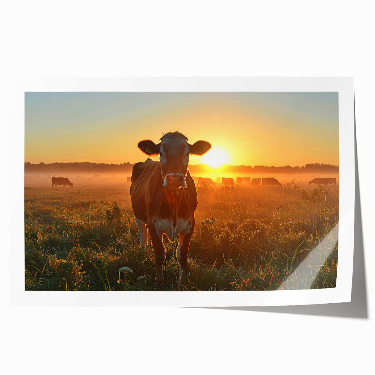 Extra large rolled print of Kentucky scenery with vibrant green and floral elements, ideal for art wall dining room.