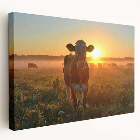 Side view of a stretched canvas featuring a realistic Kentucky landscape in earthy green and brown tones.