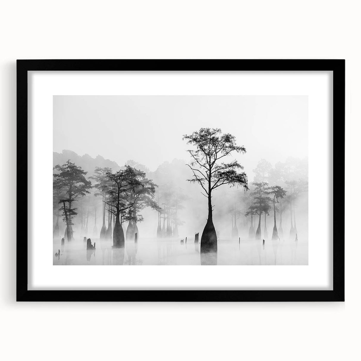 Abstract art print depicting a vibrant, colorful Louisiana landscape on a large framed canvas, ideal for living room decor.