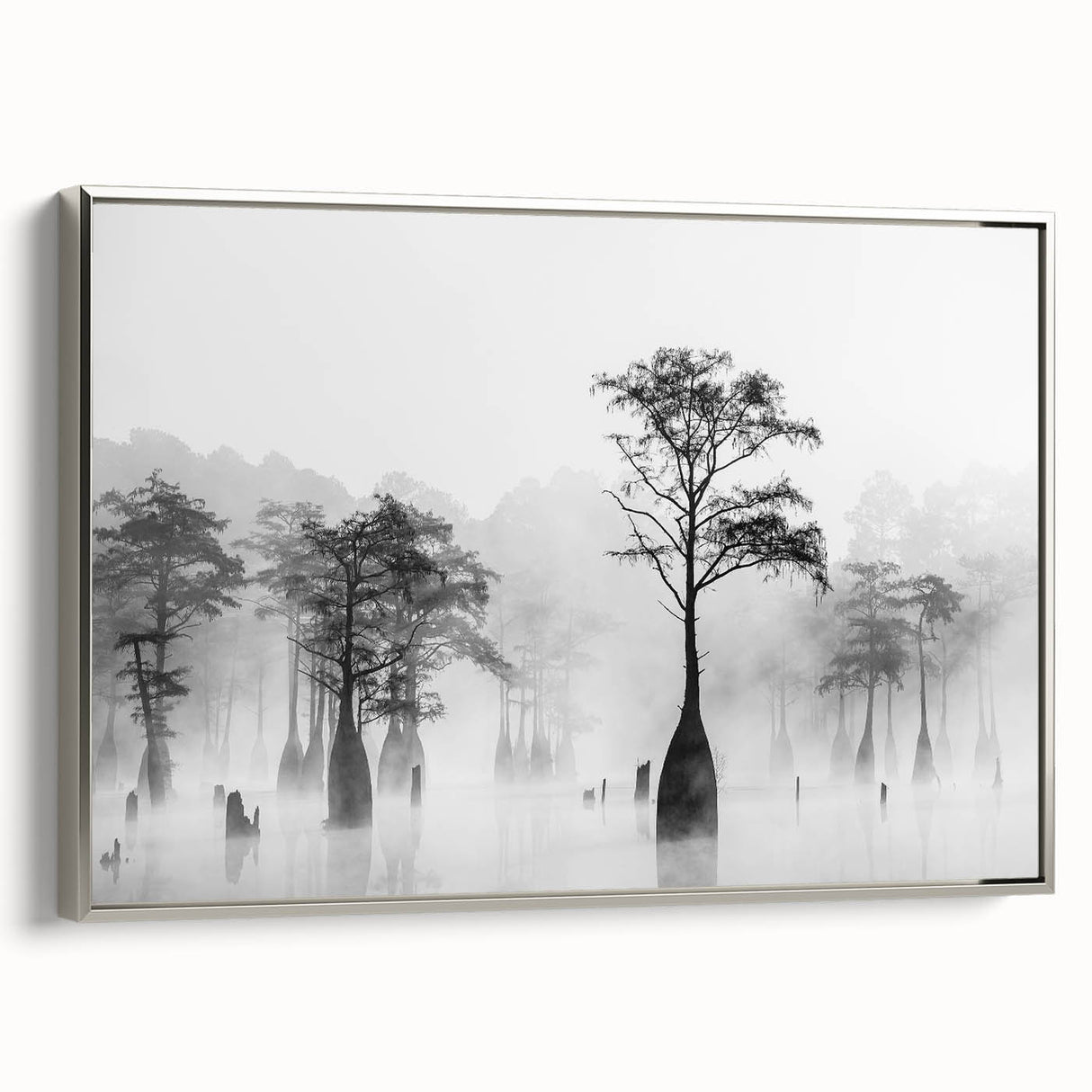 Framed canvas depicting a colorful Louisiana landscape in vintage poster art style.
