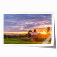 Scenic Vermont landscape on rolled canvas, featuring lush green foliage and soft blue skies.