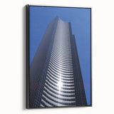 Black and white framed canvas of Seattle landscape with muted tones, ideal for bedroom wall art.