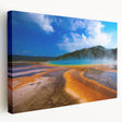 Yellowstone National Park scene on large stretched canvas, featuring vivid natural colors, ideal for kitchen wall art.