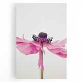 Black and white abstract floral design on large stretched canvas, suited for kitchen wall art.