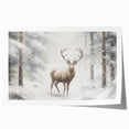 Rolled canvas print of winter-themed floral art in muted blue and white tones, suitable for dining room or bathroom decor.