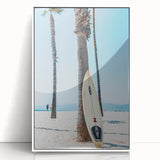 Art deco poster featuring a minimalist summer design in pastel shades on a white acrylic frame.
