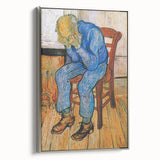 Framed canvas of Van Gogh-inspired landscape art painting featuring vibrant colors and vintage poster style.