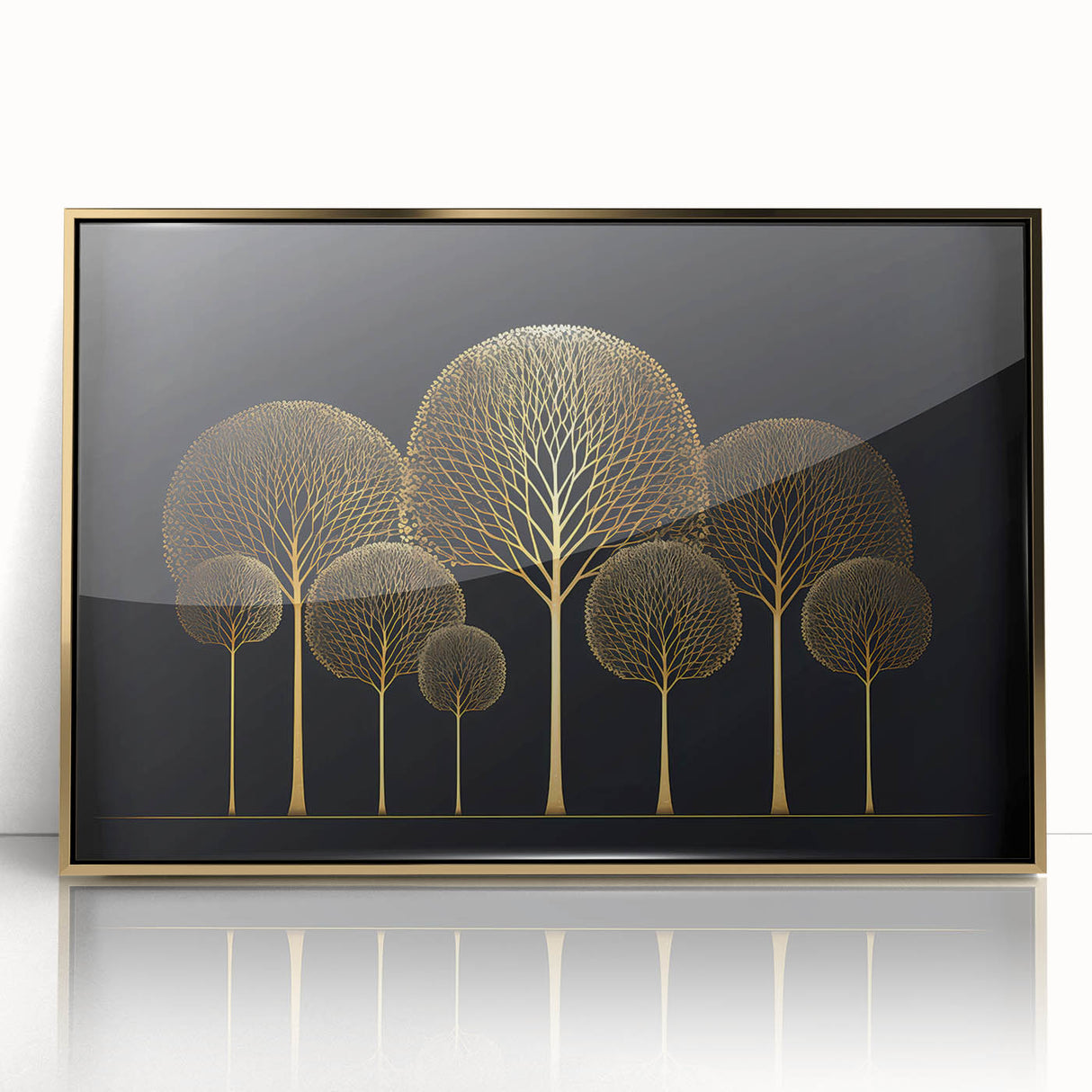 Luxury Gold Tree Wall Art - Modern Abstract Canvas for Living Room