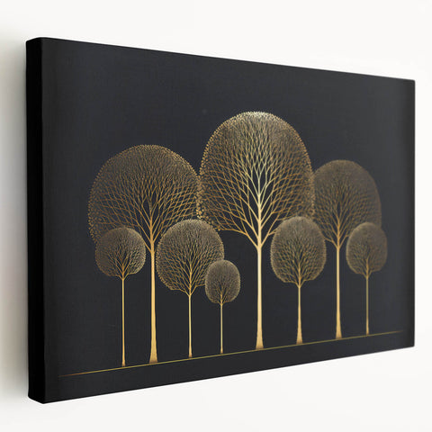 Luxury Gold Tree Wall Art - Modern Abstract Canvas for Living Room