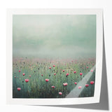 Glossy mockup of an abstract floral wall art design, featuring vibrant colors and intricate patterns, ideal for modern home decor or artistic displays.