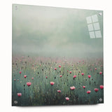 Abstract floral acrylic glass artwork showcasing vibrant colors and intricate designs, displayed from a side view with visible mounting pins for easy installation.