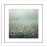 Abstract floral frame design with a white mat, showcasing vibrant colors and intricate patterns, ideal for modern home decor or artwork display.