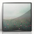 Framed acrylic artwork showcasing vibrant abstract florals in a sleek black frame, perfect for modern home decor or office spaces, enhancing any interior style.