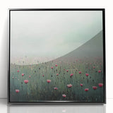 Framed acrylic artwork showcasing vibrant abstract florals in a sleek black frame, perfect for modern home decor or office spaces, enhancing any interior style.