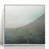 Framed acrylic artwork showcasing vibrant abstract floral designs in various shades of pink, green, and blue, perfect for modern home decor.