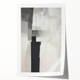 Abstract minimalist wall art print showcasing soft pastel colors and geometric shapes, elegantly rolled and ready for display or framing, perfect for modern decor.