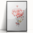 Floating Heart Balloons Girls Room Wall Art - Playful Nursery Print