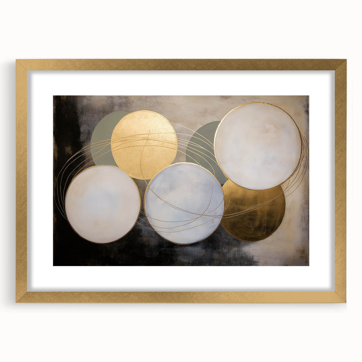 Luxury Geometric Wall Art - Abstract Gold & Blue Canvas Print