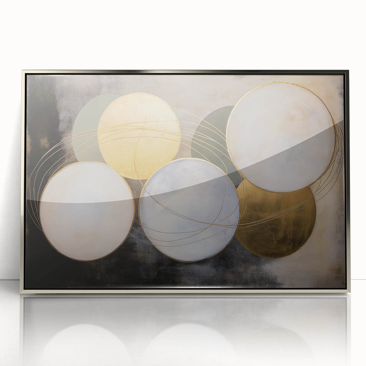 Luxury Geometric Wall Art - Abstract Gold & Blue Canvas Print