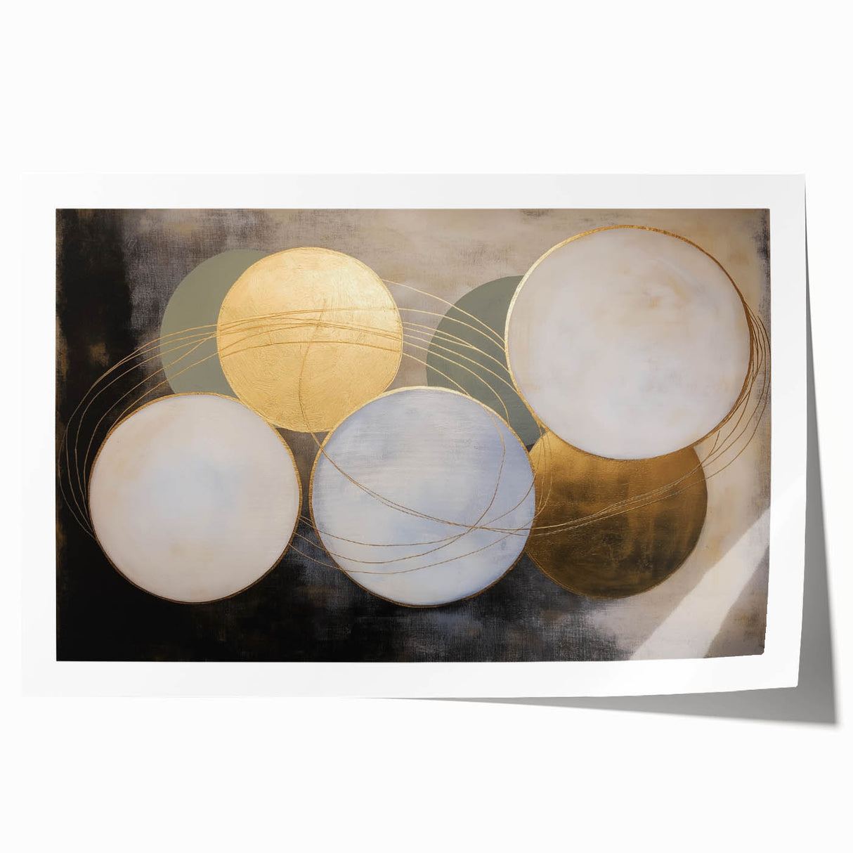 Luxury Geometric Wall Art - Abstract Gold & Blue Canvas Print