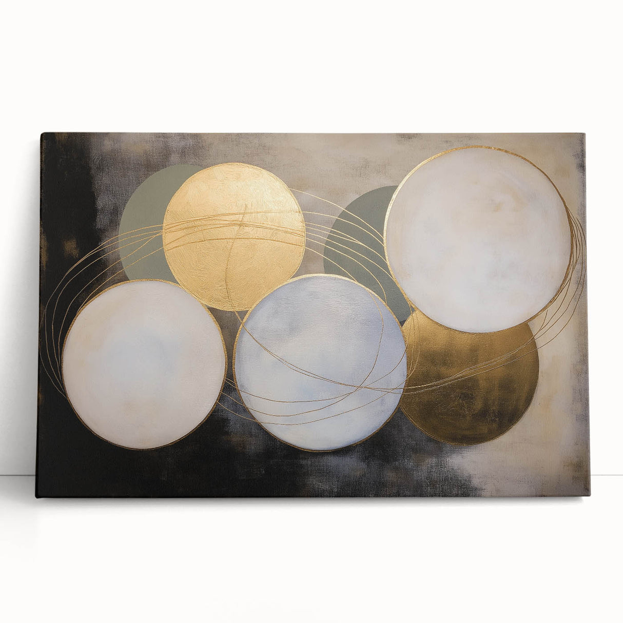 Luxury Geometric Wall Art - Abstract Gold & Blue Canvas Print