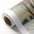 Abstract floral design on rolled canvas showcasing vibrant colors and intricate patterns, packaged securely in a protective cardboard tube for easy transport.