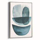 Framed abstract minimalist wall art with a sleek silver frame, showcasing a modern design ideal for contemporary decor. Perfect for enhancing living spaces.