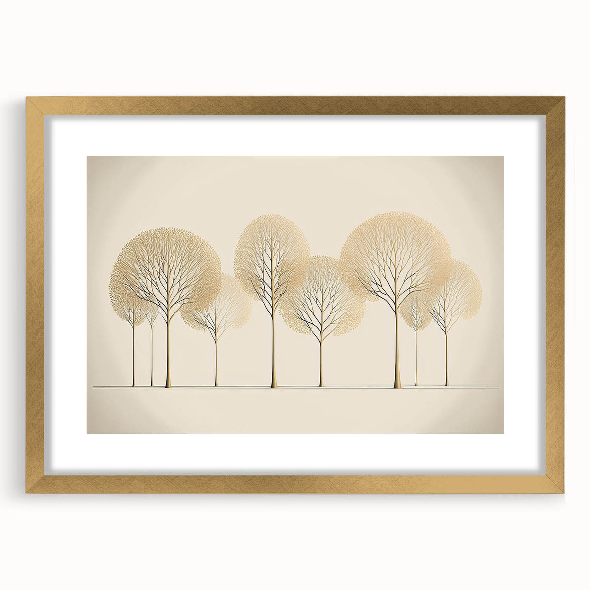 Minimalist Gold Tree Wall Art - Modern Canvas Print for Living Room