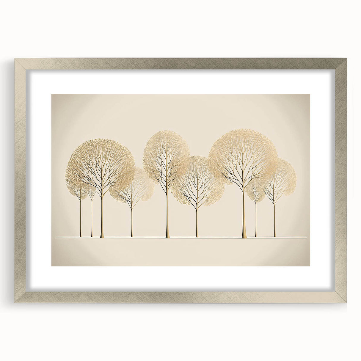 Minimalist Gold Tree Wall Art - Modern Canvas Print for Living Room