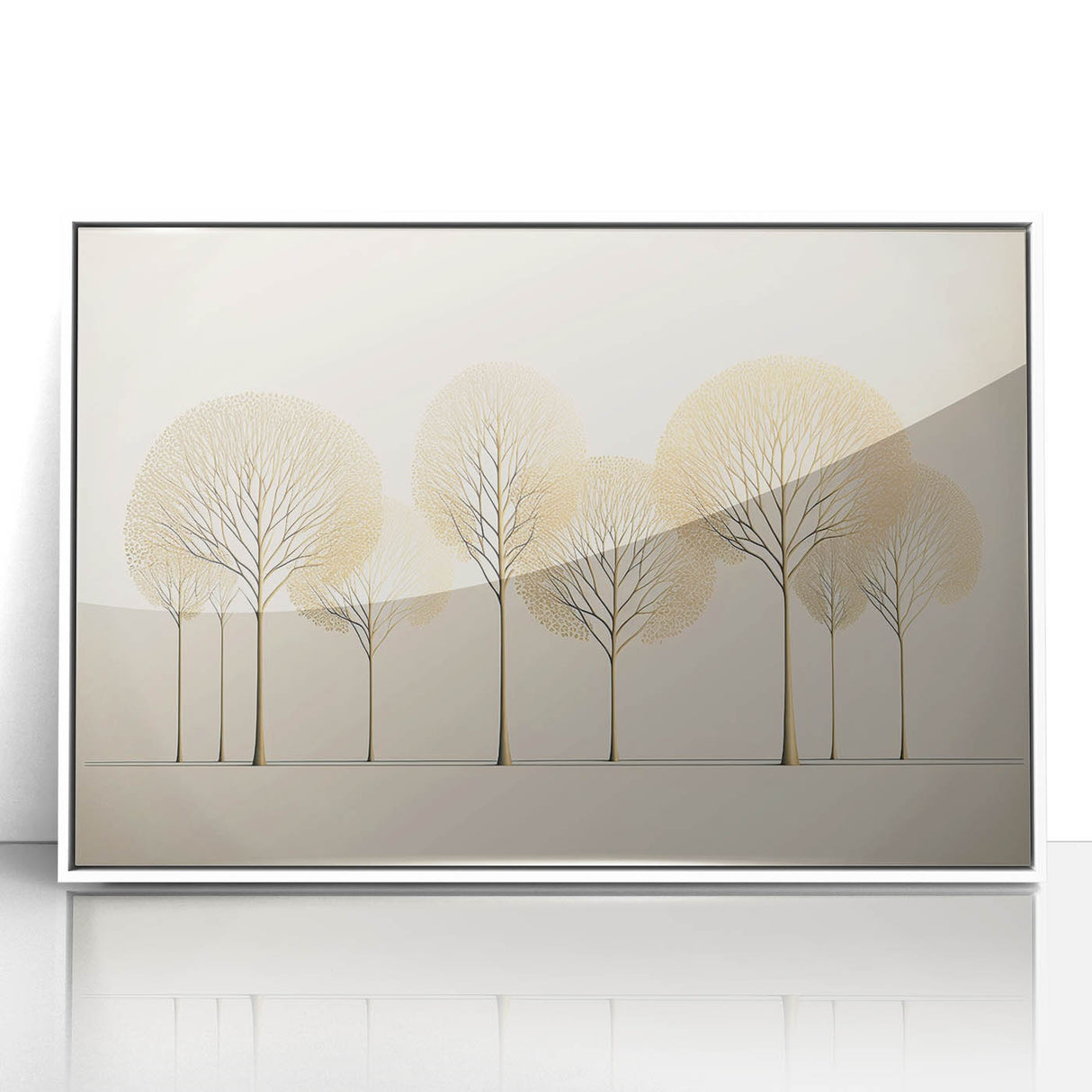 Minimalist Gold Tree Wall Art - Modern Canvas Print for Living Room