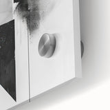 Close-up of abstract minimalist wall art design featuring soft pastel colors and dynamic shapes, printed on high-quality acrylic glass for a modern aesthetic.