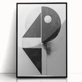 Framed abstract minimalist wall art showcasing a black acrylic design, set against a white background, ideal for modern home decor or office aesthetics.