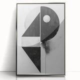 Framed minimalist wall art featuring an abstract design in silver tones, showcasing a sleek acrylic front with a contemporary aesthetic, ideal for modern decor.