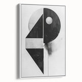 Framed abstract minimalist wall art in a sleek white frame, showcasing a modern design with soft pastel colors, ideal for contemporary home decor.