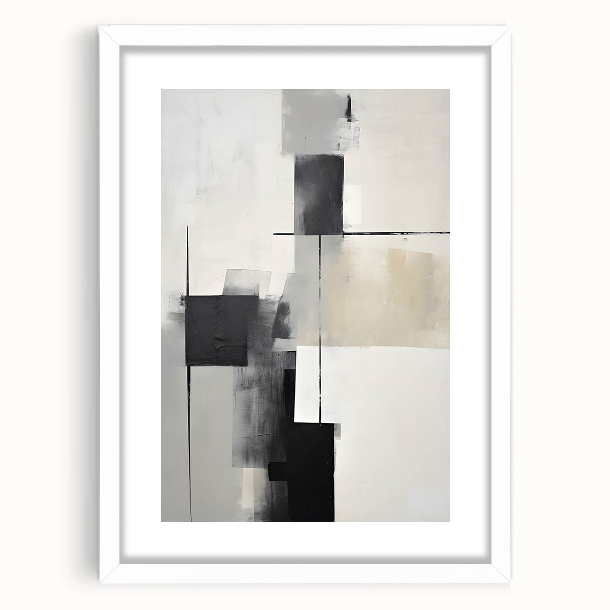 Contemporary Art for Dining Room Walls - Black & Gray Abstract