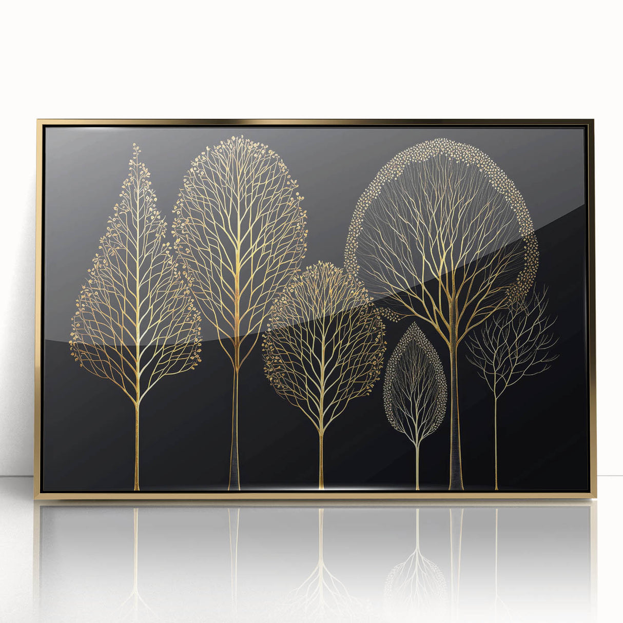 Luxury Gold Tree Wall Art - Modern Abstract Canvas for Living Room