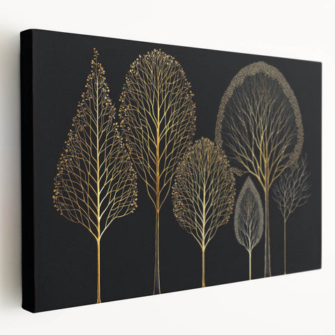 Luxury Gold Tree Wall Art - Modern Abstract Canvas for Living Room