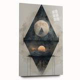 Abstract minimalist wall art featuring a vibrant acrylic glass design, showcased from a side view, highlighting its sleek edges and modern aesthetic ideal for contemporary decor.