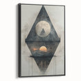 Framed abstract minimalist wall art in black, showcasing sleek lines and geometric shapes, displayed in a modern interior setting. Ideal for contemporary decor.
