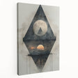Abstract minimalist wall art on stretched canvas showcasing subtle gray and white tones, perfect for modern decor. Side view highlights clean edges and quality craftsmanship.