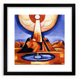 Modern Wall Art – Radiant Abstract Landscape in Bold Blues and Oranges