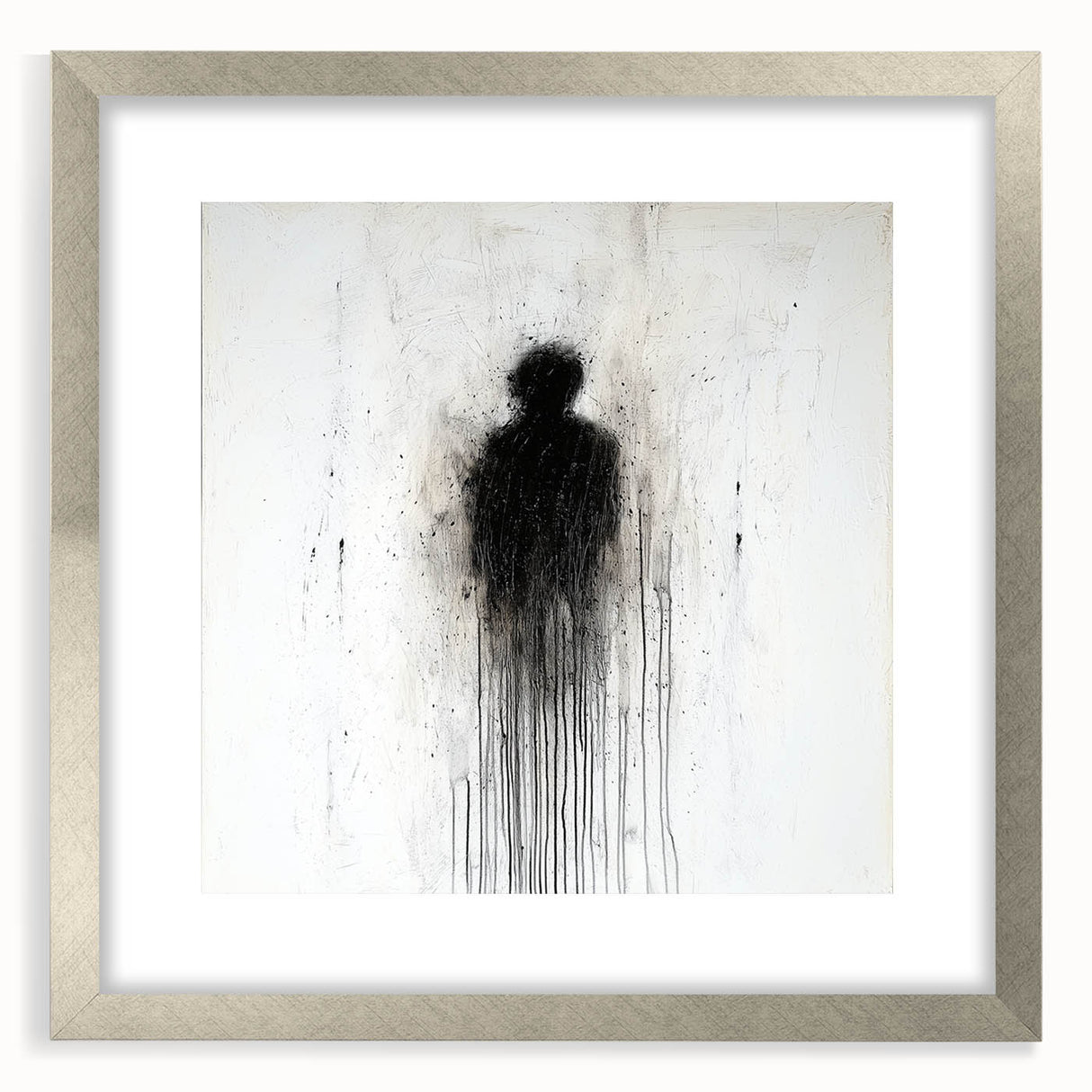 Modern Abstract Silhouette Wall Art - Black & White Canvas Print