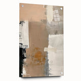 Abstract minimalist wall art displayed in a side view, featuring vibrant colors and geometric shapes, mounted with pins on a clean white wall, ideal for modern décor.