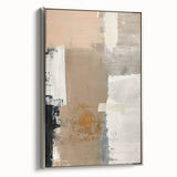 Framed abstract minimalist wall art featuring a silver color scheme, showcasing geometric shapes and smooth lines, ideal for modern decor in living spaces.