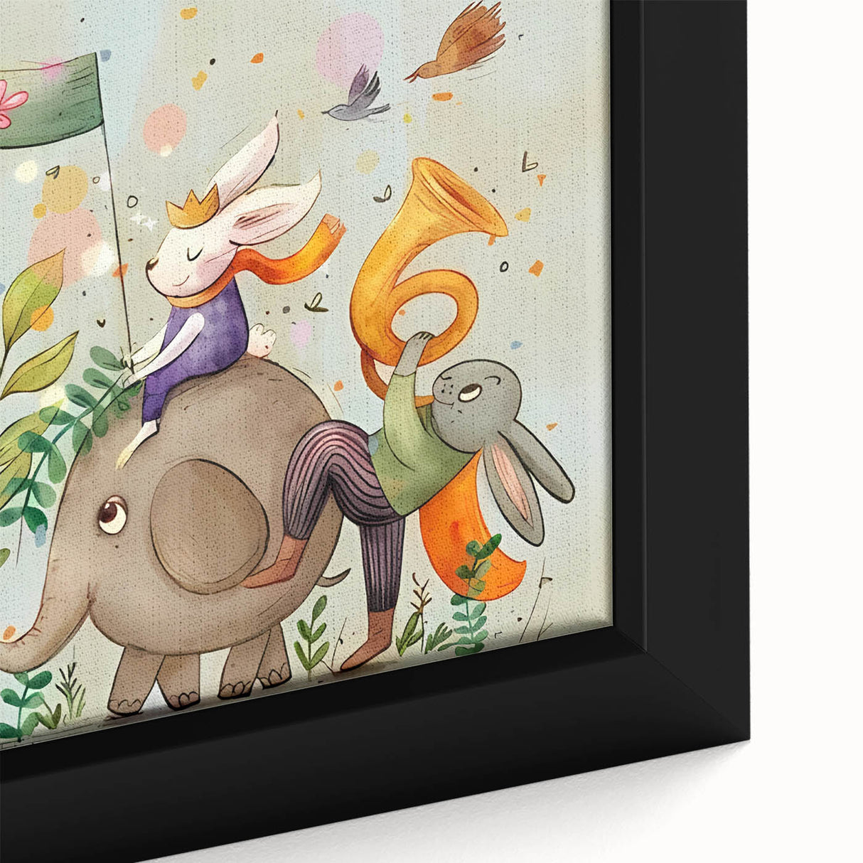 Whimsical Animal Parade Girls Room Wall Art - Playful Nursery Print