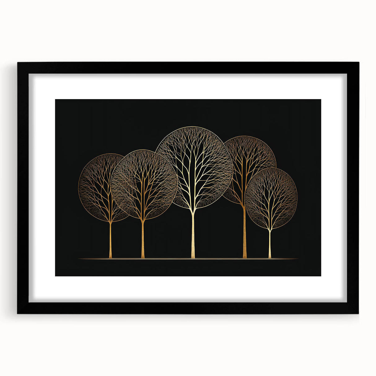 Elegant Gold Tree Wall Art - Modern Abstract Canvas for Living Room
