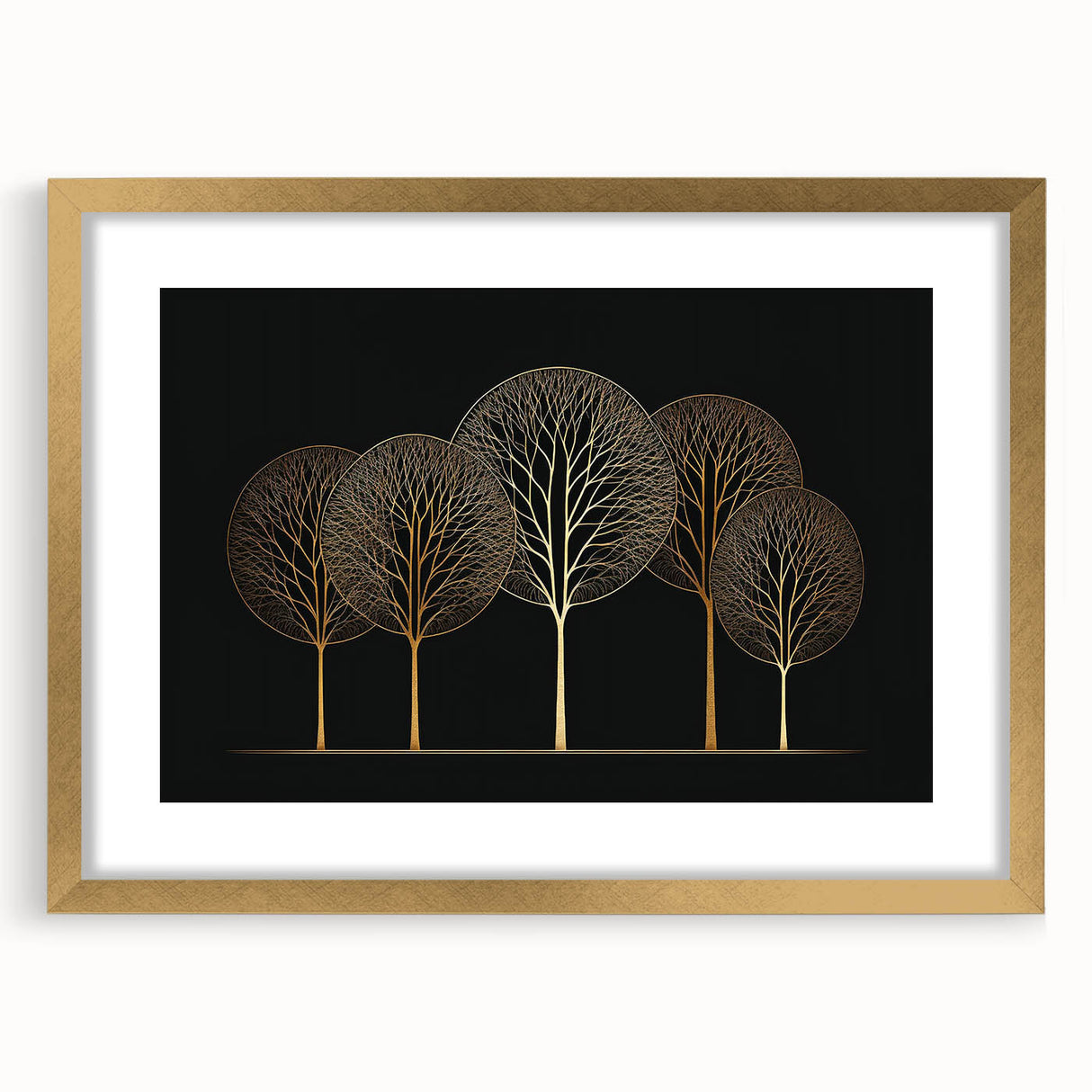 Elegant Gold Tree Wall Art - Modern Abstract Canvas for Living Room