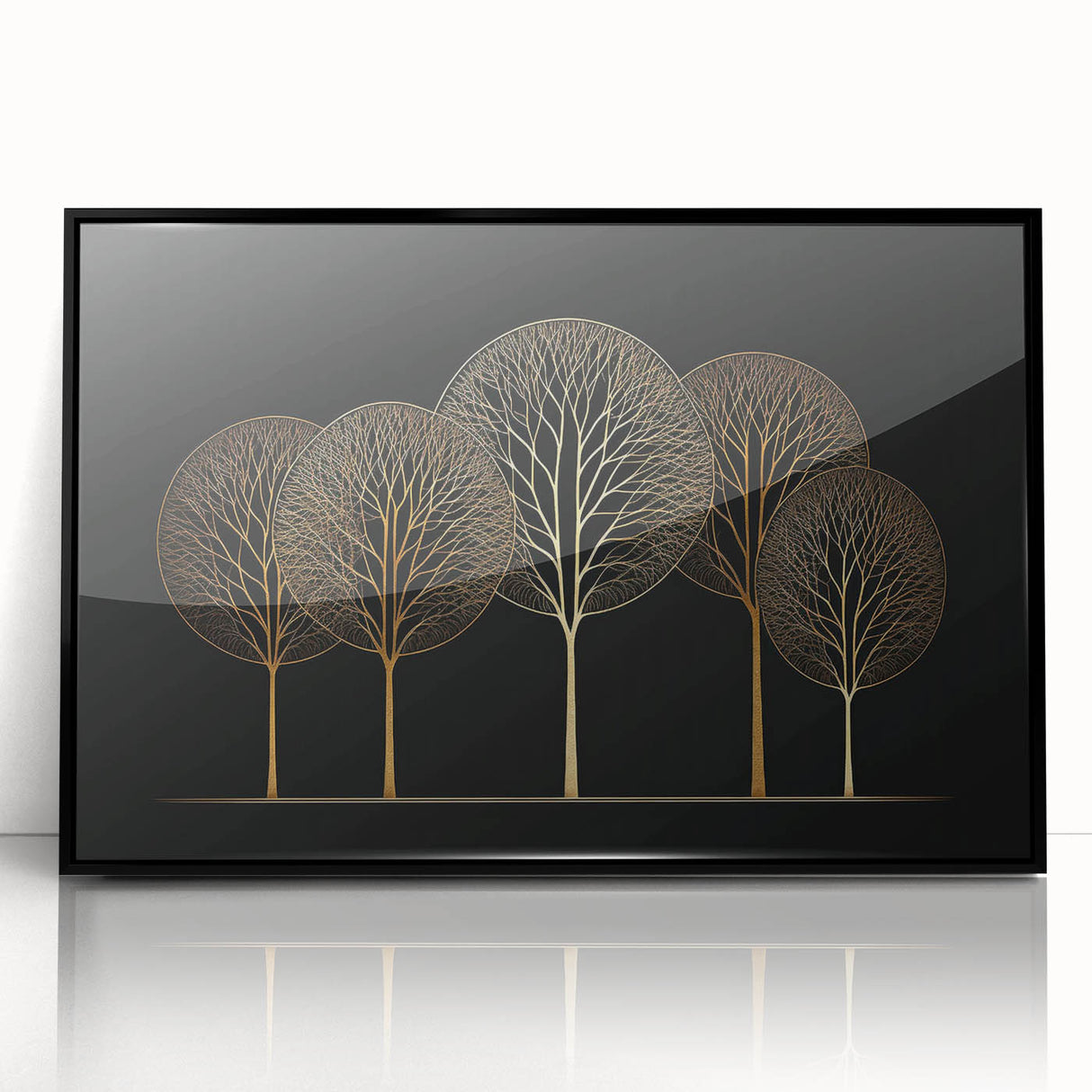 Elegant Gold Tree Wall Art - Modern Abstract Canvas for Living Room