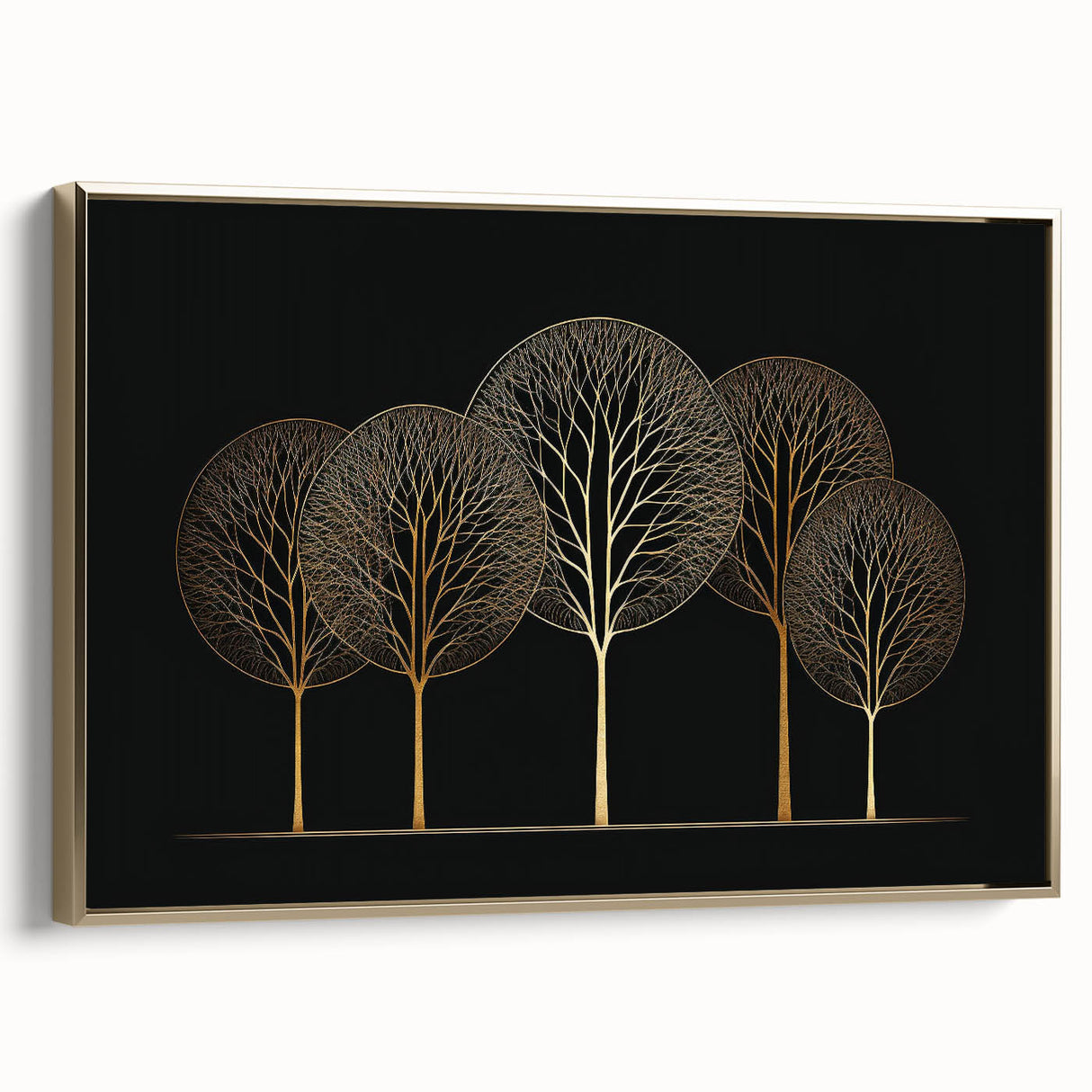 Elegant Gold Tree Wall Art - Modern Abstract Canvas for Living Room